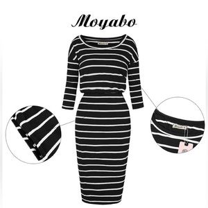 Black stripe pencil dress! Comfortable and never worn.